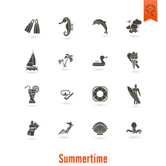 Summer and Beach Simple Flat Icons