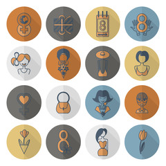 Womans Day Icon Set