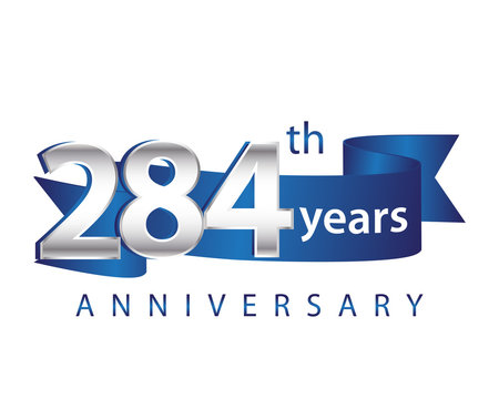 284 Years Anniversary Logo Blue Ribbon