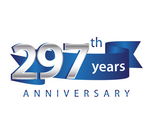 297 Years Anniversary Logo Blue Ribbon