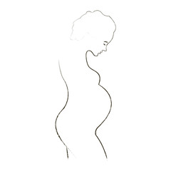 silhouette of a pregnant woman on a white background