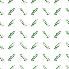 Seamless pattern with plants on a white background