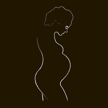 silhouette of a pregnant woman on a black background