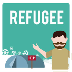 refugee illustration over  winter landscape