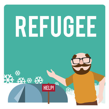 refugee illustration over  winter landscape