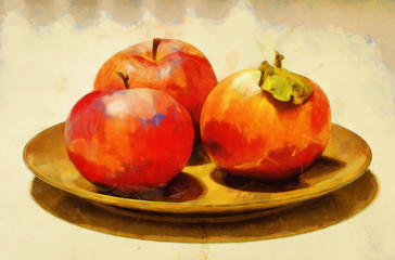 three red apples