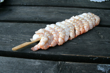 organic lifestyle garnelenspieß roh ungekocht grillen grillparty zutat sushi snack