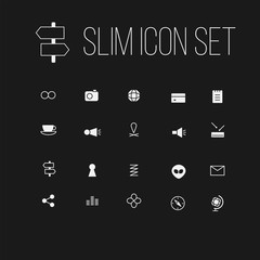 slim travel business icon set