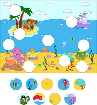Underwater world and marine life: complete the puzzle and find t