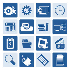 One tone Computer, mobile phone and Internet Vector Icon Set