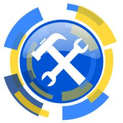 tool blue yellow glossy web icon