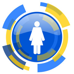 female blue yellow glossy web icon