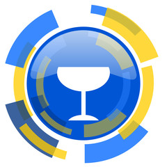 alcohol  blue yellow glossy web icon