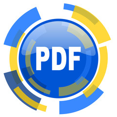 pdf blue yellow glossy web icon