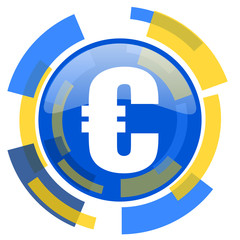 euro blue yellow glossy web icon