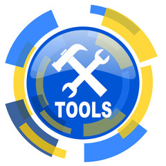 Fototapeta premium tools blue yellow glossy web icon