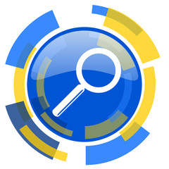 search blue yellow glossy web icon