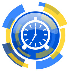 alarm blue yellow glossy web icon