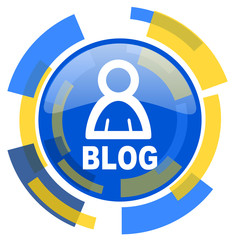 blog blue yellow glossy web icon