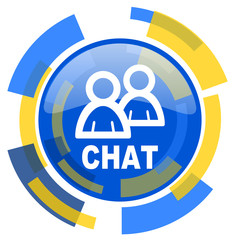 chat blue yellow glossy web icon