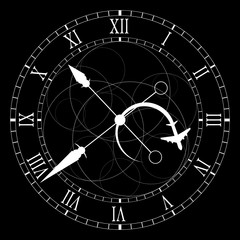 clock old white vector on black