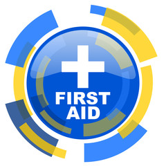 first aid blue yellow glossy web icon