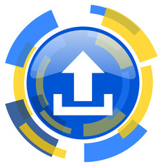 upload blue yellow glossy web icon