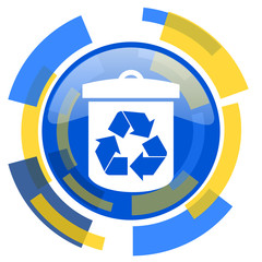 recycle blue yellow glossy web icon