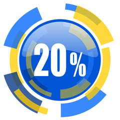 20 percent blue yellow glossy web icon