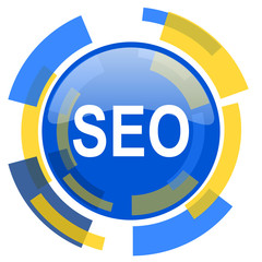 seo blue yellow glossy web icon