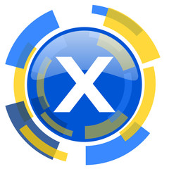 cancel blue yellow glossy web icon