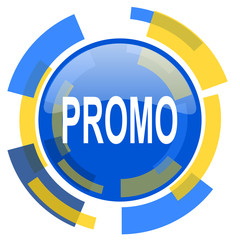 promo blue yellow glossy web icon