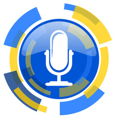 microphone blue yellow glossy web icon