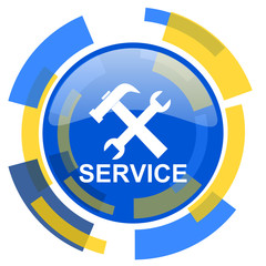 service blue yellow glossy web icon