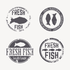 Obraz premium Vector fish stamp