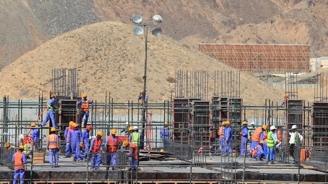 Workers at a construction site 