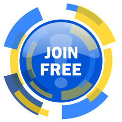 join free blue yellow glossy web icon