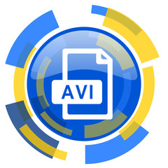 avi file blue yellow glossy web icon