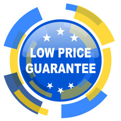 low price guarantee blue yellow glossy web icon