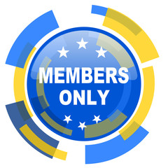 members only blue yellow glossy web icon