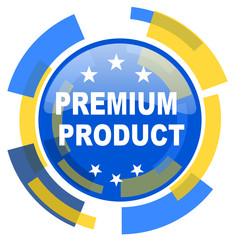 premium product blue yellow glossy web icon