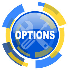 options blue yellow glossy web icon