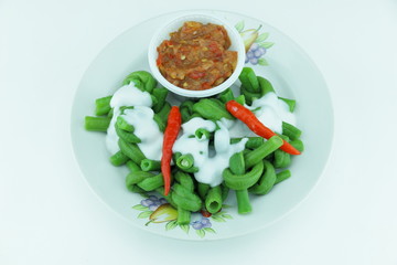 Chili beans cooked and fresh coconut milk.