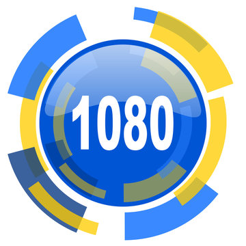 1080 blue yellow glossy web icon
