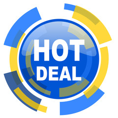 hot deal blue yellow glossy web icon