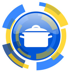 cook blue yellow glossy web icon
