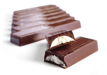 Many Chocolate sticks, isolated on white