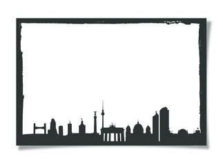 Grunge Photo Frame With Silhouette of Berlin