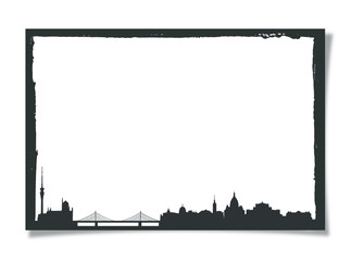 Grunge Photo Frame With Silhouette of Dresden