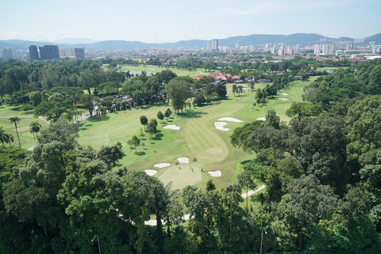 Ariel view of golf area